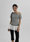 Poking Strap Stripe Asymmetric Tee