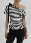 Poking Strap Stripe Asymmetric Tee