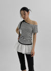 Poking Strap Stripe Asymmetric Tee