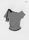 Poking Strap Stripe Asymmetric Tee