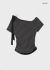 Poking Strap Stripe Asymmetric Tee