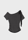 Poking Strap Stripe Asymmetric Tee