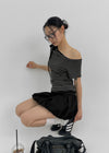 Poking Strap Stripe Asymmetric Tee