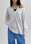 Diamon Loose Fit Henley Neck Long Sleeve Tee
