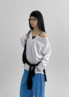 Diamon Loose Fit Henley Neck Long Sleeve Tee