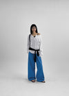 Diamon Loose Fit Henley Neck Long Sleeve Tee