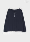 Diamon Loose Fit Henley Neck Long Sleeve Tee