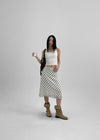 Mine Chiffon Frill Dot Midi Skirt