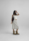 Mine Chiffon Frill Dot Midi Skirt