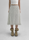Mine Chiffon Frill Dot Midi Skirt