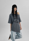 Olluon Loose Fit One Shoulder Short Sleeve Tee