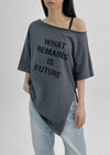 Olluon Loose Fit One Shoulder Short Sleeve Tee