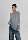 Dalki Off-Shoulder Loose Summer Knit (Belt Set)