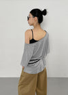 Tureming Loose Fit Asymmetrical Shoulder T-Shirt
