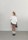 Tureming Loose Fit Asymmetrical Shoulder T-Shirt