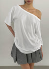 Tureming Loose Fit Asymmetrical Shoulder T-Shirt