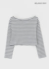 [MADE] Vito Stripe Boat-Neck Crop Long Sleeve T-shirt