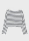 [MADE] Vito Stripe Boat-Neck Crop Long Sleeve T-shirt