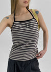 [MADE] Brisa Stripe Holter-Neck Sleeveless (Built-in Cap)