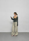 Heringme U-Neck Summer Flare Long Sleeve Tee