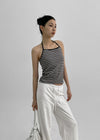 [MADE] Brisa Stripe Holter-Neck Sleeveless (Built-in Cap)
