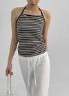 [MADE] Brisa Stripe Holter-Neck Sleeveless (Built-in Cap)