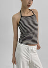 [MADE] Brisa Stripe Holter-Neck Sleeveless (Built-in Cap)