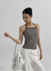 [MADE] Brisa Stripe Holter-Neck Sleeveless (Built-in Cap)