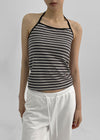 [MADE] Brisa Stripe Holter-Neck Sleeveless (Built-in Cap)