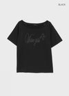 Lukua Lettering One-Shoulder Short Sleeve Tee