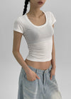 Dicuber Slim U-Neck Short Sleeve Tee