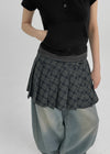 [MADE] Kiku Check Pleated Mini Wrap Skirt