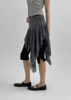 Ailo Dot Asymmetric Flare Mini Skirt