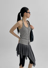 Ailo Dot Asymmetric Flare Mini Skirt