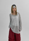 Ssenne Loose Fit Linen Knit Long Sleeve Tee