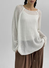 Heybin Summer Loose Fit Boat Neck Knit