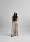 (UNISEX) Lowba One-Tuck Banding Wide Pants (Linen 30%)