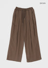 (UNISEX) Lowba One-Tuck Banding Wide Pants (Linen 30%)