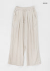 (UNISEX) Lowba One-Tuck Banding Wide Pants (Linen 30%)