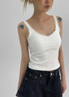 Keperin V-Neck Lace Sleeveless Top (Built-in Bra)