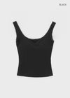 Keperin V-Neck Lace Sleeveless Top (Built-in Bra)