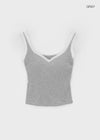 Keperin V-Neck Lace Sleeveless Top (Built-in Bra)