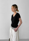 [MADE] Amu Contrast Button Short Sleeve Tee