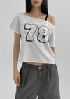 [MADE] Chapley Lettering Off-shoulder Short Sleeved T-shirt