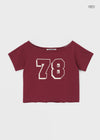 [MADE] Chapley Lettering Off-shoulder Short Sleeved T-shirt