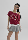 [MADE] Chapley Lettering Off-shoulder Short Sleeved T-shirt