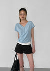 [MADE] Amu Contrast Button Short Sleeve Tee