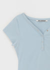 [MADE] Amu Contrast Button Short Sleeve Tee