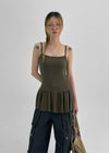 Cammel Stripe Layered Sleeveless Mini Dress