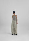 Kewin Back Banding Wide Nylon Pants
